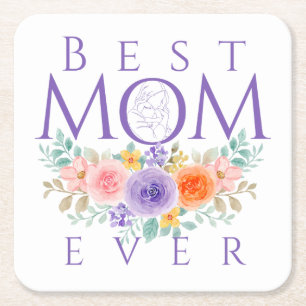 Beste Mama je Blume, Muttertagsangebot Rechteckiger Pappuntersetzer