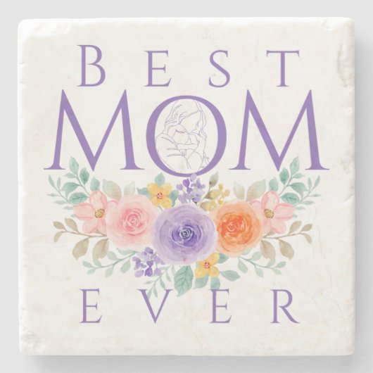 Beste Mama je Blume, Muttertagsangebot Steinuntersetzer (Vorderseite)