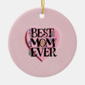 Beste Mama je Blume und rosa Herz Keramik Ornament (Vorne)