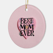 Beste Mama je Blume und rosa Herz Keramik Ornament (Links)
