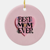 Beste Mama je Blume und rosa Herz Keramik Ornament (Hinten)