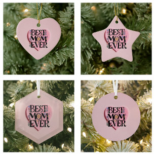 Beste Mama je Blume und rosa Herz Keramik Ornament