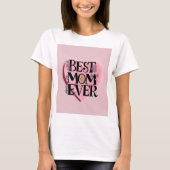 Beste Mama je Blume und rosa Herz T-Shirt (Vorderseite)