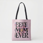 Beste Mama je Blume und rosa Herz Tasche (Vorderseite)