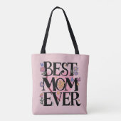 Beste Mama je Blume und rosa Herz Tasche (Rückseite)