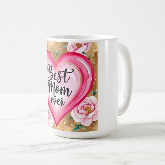 "Beste Mama je" Blumencoffee Tasse - Mutter (VorderseiteRechts)