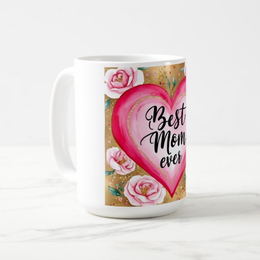 "Beste Mama je" Blumencoffee Tasse - Mutter (Vorderseite Links)