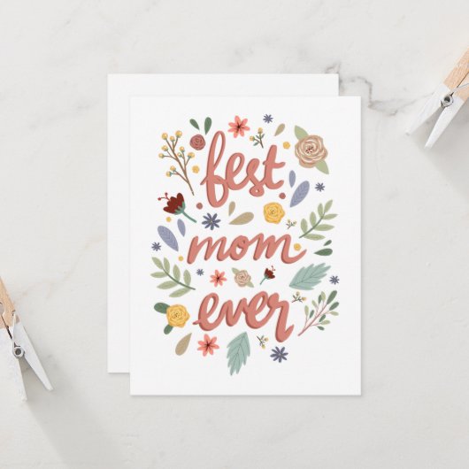 Beste Mama je Blumenmüttertag Karte (Vorderseite/Rückseite Beispiel)