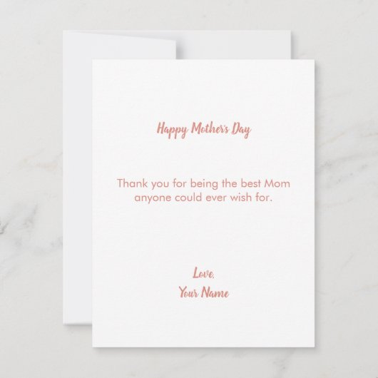 Beste Mama je Blumenmüttertag Karte (Rückseite)