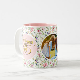Beste Mama je Blumenstrauß Foto Muttertag Zweifarbige Tasse