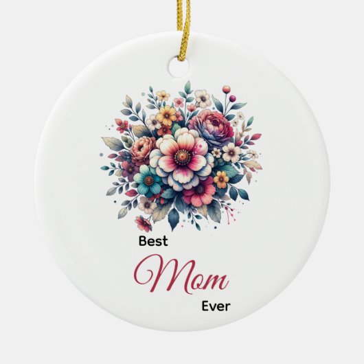 Beste Mama je Blütenfarbe Keramik Ornament (Vorne)