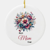 Beste Mama je Blütenfarbe Keramik Ornament (Hinten)