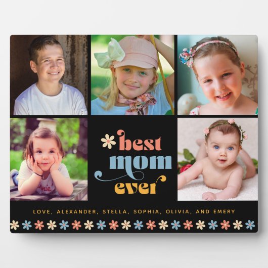 Beste Mama je Boho Retro 5 Fotos Fotoplatte (Vorderseite)