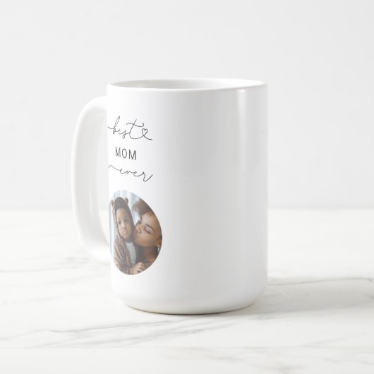 Beste Mama je Boho Skript Custom Foto Mother-Gesch Kaffeetasse (Vorderseite Links)