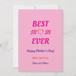 Beste Mama je Einfach Rosa Herzmüttertag Feiertagskarte