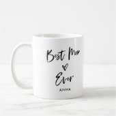 Beste Mama je | Einfache Lässige Schrift und Herz Kaffeetasse (Links)