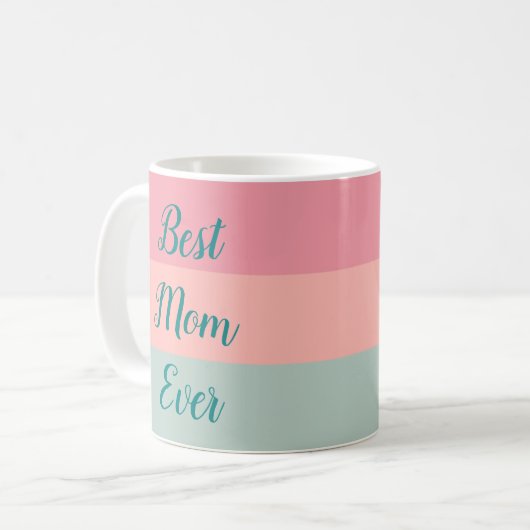 Beste Mama je Elegante Aquamarine Typografie-Scrip Kaffeetasse (Vorderseite Links)