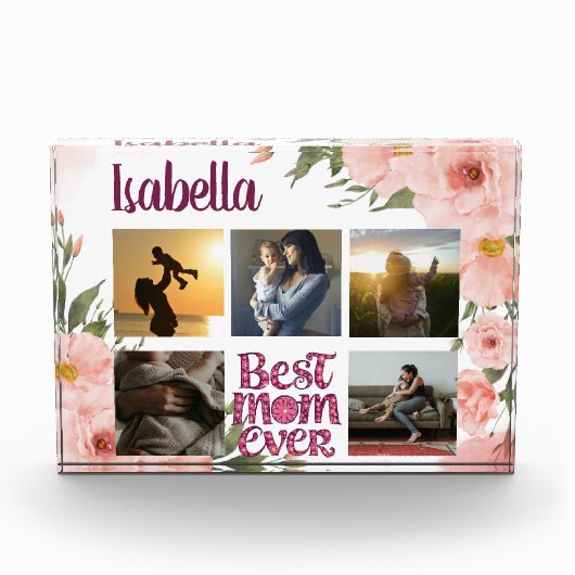 Beste Mama je Elegante Typografie FotoCollage Fotoblock (Vorderseite)