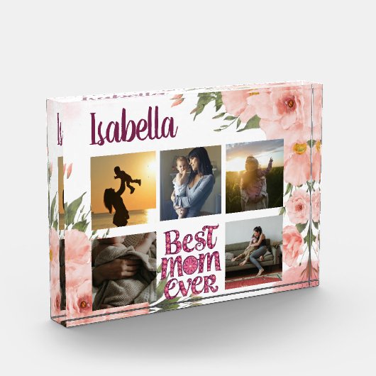 Beste Mama je Elegante Typografie FotoCollage Fotoblock (Links)