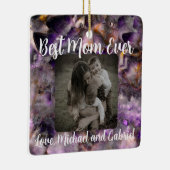 Beste Mama je eleganter lila Quarzmarmor Keramikornament (Rechts)