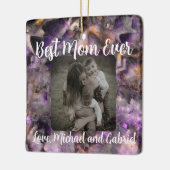 Beste Mama je eleganter lila Quarzmarmor Keramikornament (Links)