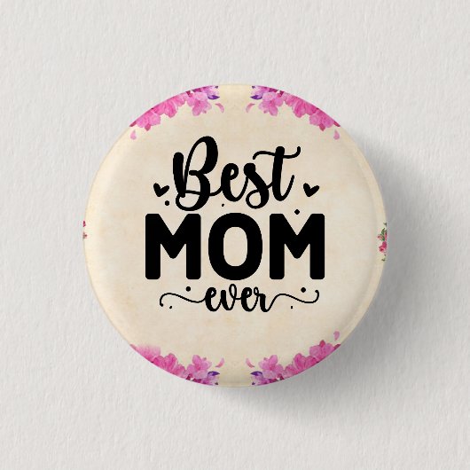 Beste Mama je Elegantes Script Button (Vorderseite)