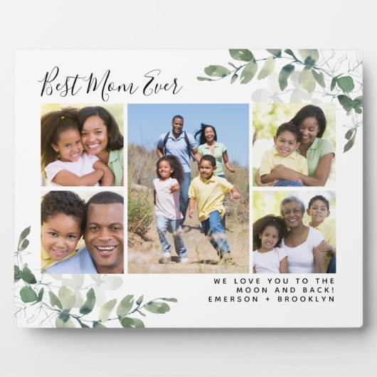Beste Mama je Eukalyptus FotoCollage Fotoplatte (Vorderseite)