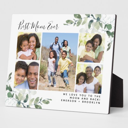 Beste Mama je Eukalyptus FotoCollage Fotoplatte (Seite)