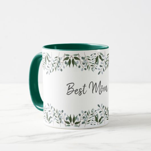 Beste Mama je Eukalyptus Grünpflanzen Tasse (Vorderseite Links)