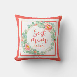 Beste Mama je Eukalyptus Verlasse Peony Floral Cor Kissen
