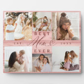 Beste Mama je Familienfoto Collage Rosa Holzkörner Fotoplatte (Vorderseite)