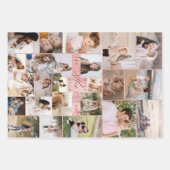 Beste Mama je Familienfoto Collage Rosa Holzkörner Geschenkpapier Set (Vorderseite)