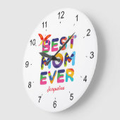 Beste Mama je farbenfroh Große Wanduhr (Winkel)