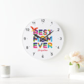Beste Mama je farbenfroh Große Wanduhr (Zuhause)