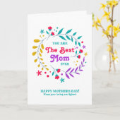 Beste Mama je, farbenfrohe Blume Kranz Karte (Gelbe Blume)