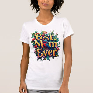Beste Mama je - Farbenfrohe Blumen & Vögel Mutter  T-Shirt