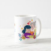 🌈 Beste Mama je - Farbenfrohe Cartoon Umarmung Ta Kaffeetasse (VorderseiteRechts)