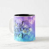Beste Mama je/farbenfrohe, gesprenkelte Lichter Zweifarbige Tasse (Vorderseite Links)