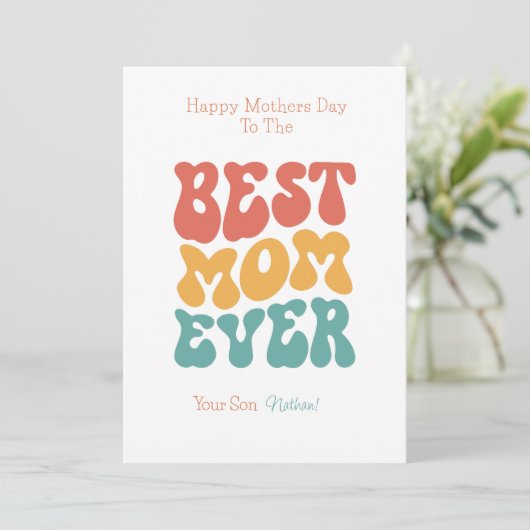 Beste Mama je farbenfrohe Retro Typografie Einladung (Stehend Vorderseite)