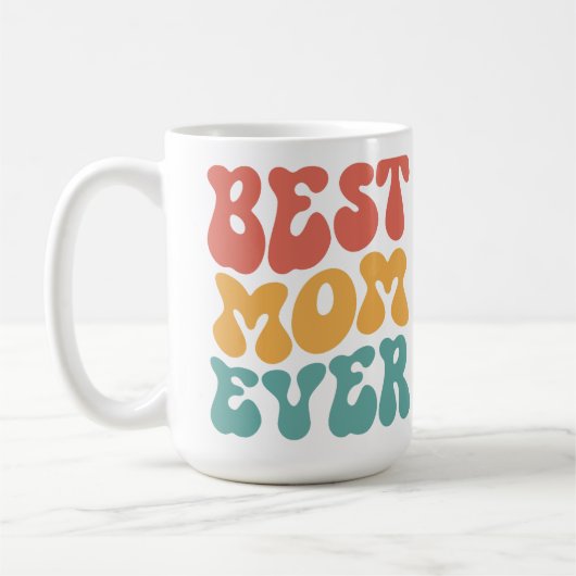 Beste Mama je farbenfrohe Retro Typografie Kaffeetasse (Links)