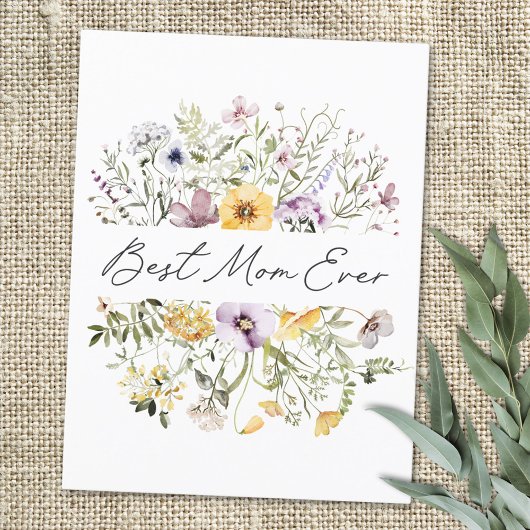 Beste Mama je farbenfrohe Wildblume Mütter Tag Postkarte