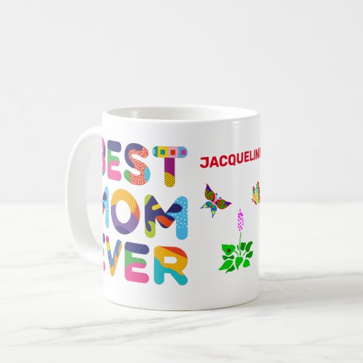 Beste Mama je farbig anpassbar Kaffeetasse (Vorderseite Links)