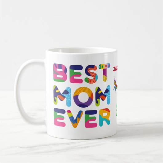 Beste Mama je farbig anpassbar Kaffeetasse (Links)