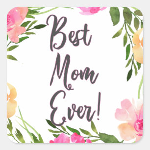 Beste Mama je Floral! Quadratischer Aufkleber