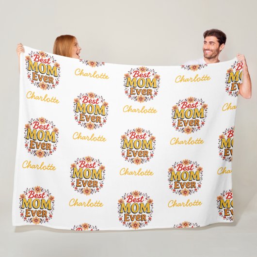 Beste Mama je | Floral Wreath | Niedlicher Muttert Fleecedecke (Beispiel)