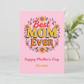 Beste Mama je | Floral Wreath | Niedlicher Muttert Karte (Stehend Vorderseite)