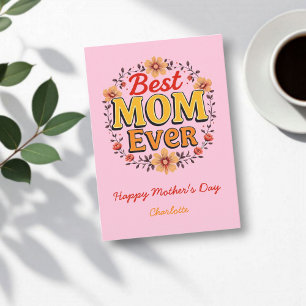 Beste Mama je Floral Wreath Niedlicher Muttert Karte