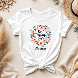 Beste Mama je   Floral Wreath   Niedlicher Muttert T-Shirt
