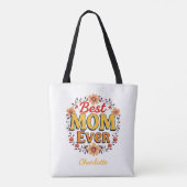 Beste Mama je | Floral Wreath | Niedlicher Muttert Tasche (Rückseite)
