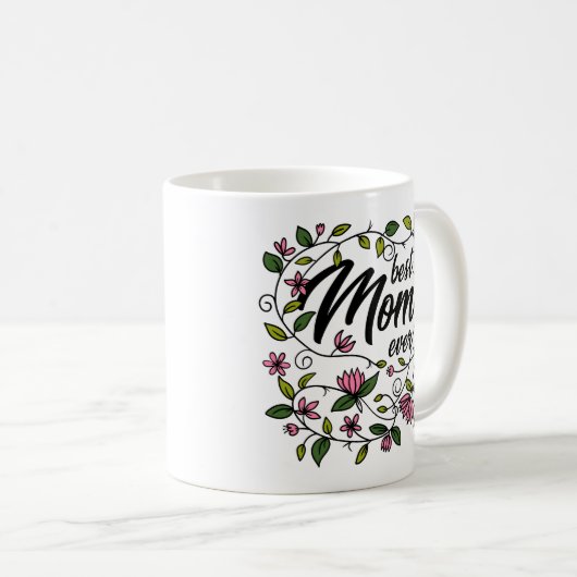 Beste Mama je florale Tasse (VorderseiteRechts)